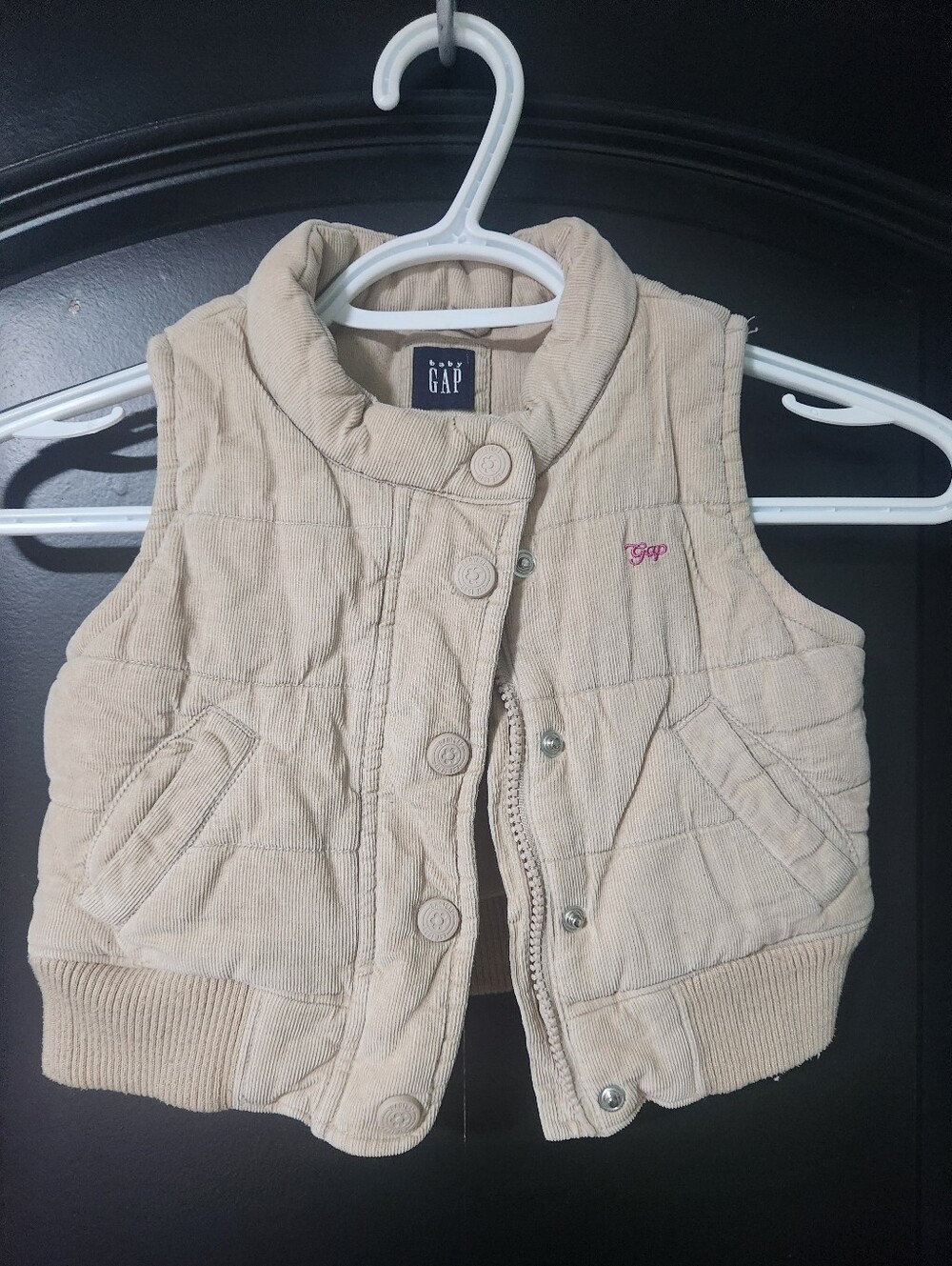 Baby GAP Cream Quilted Corduroy Vest